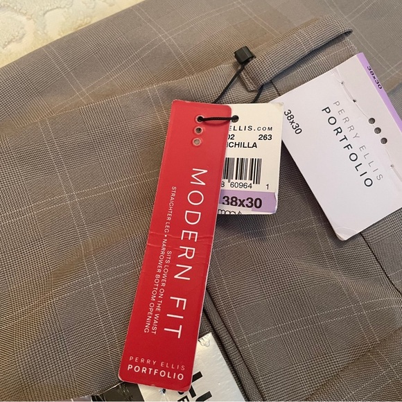 Perry Ellis Portfolio Tweed/Window Pane Dress Pants-Size 38x30 NWT-Non iron - Picture 11 of 13